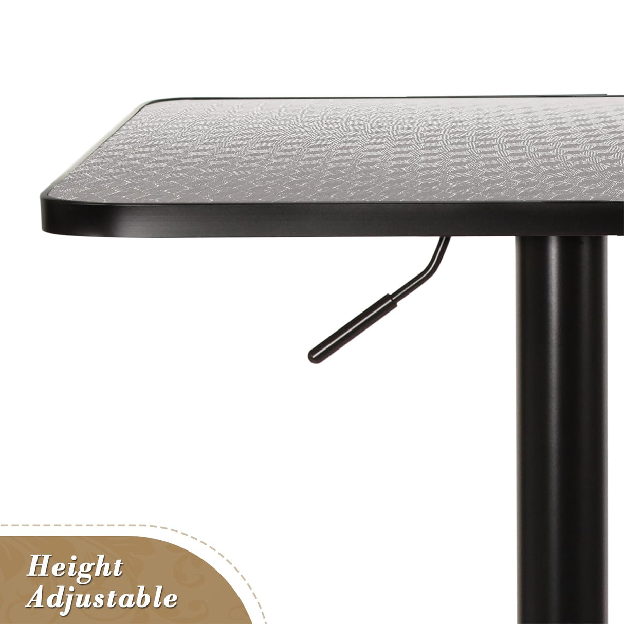 Athena Collection Square Bar Table, Adjustable Height High Top Bistro Table with MDF Desktop, 23.5'' Cocktail Table for Bar/Pub/Bistro (Silver Flash) Athena Collection