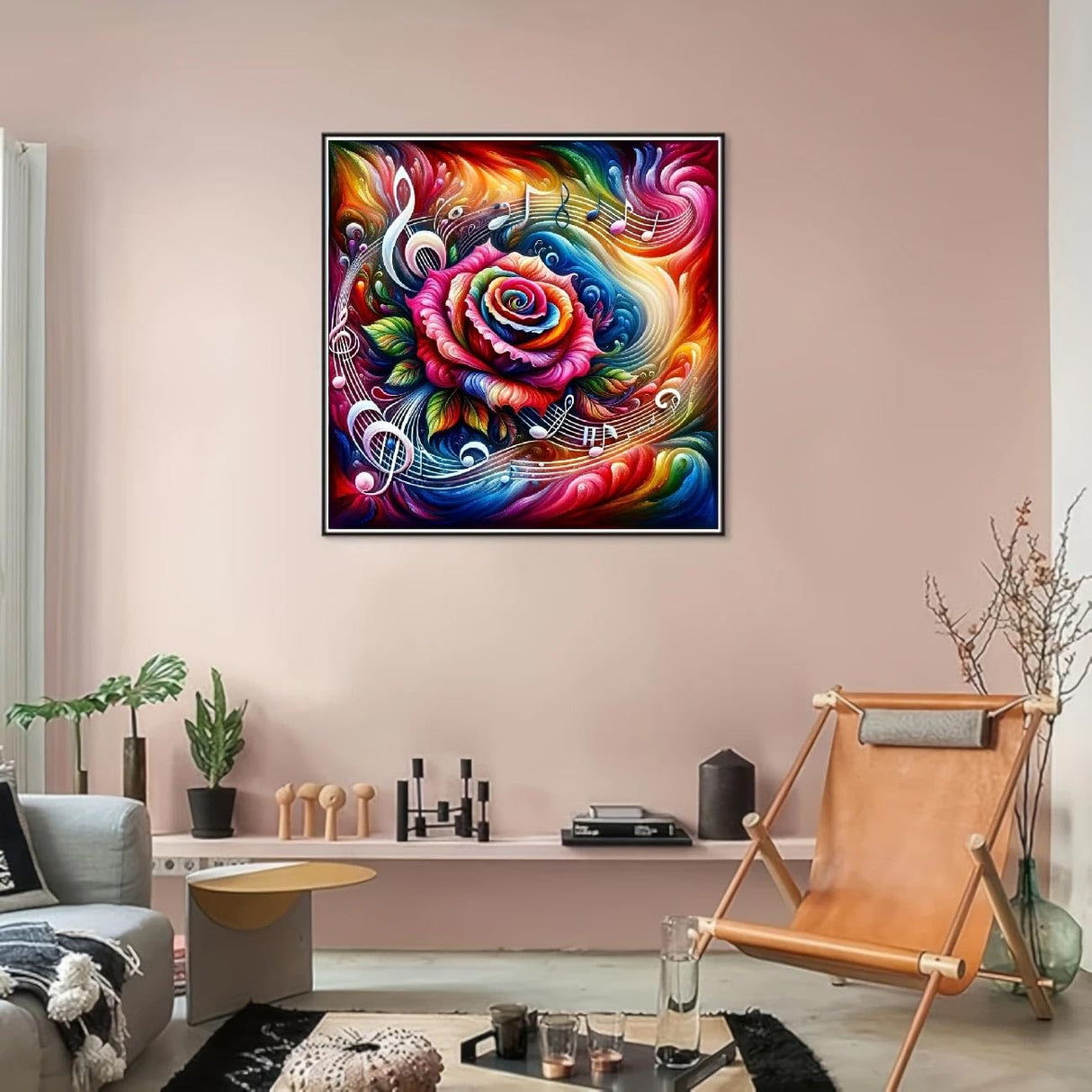 STGLCR Music Diamond Painting Kits for Adults,5D Rainbow Rose Diamond Art Kits for Beginners,DIY Full Drill Diamond Gem Art with Painting Kits for Home Wall Decor 12 x 12 Inch Music Rose STGLCR