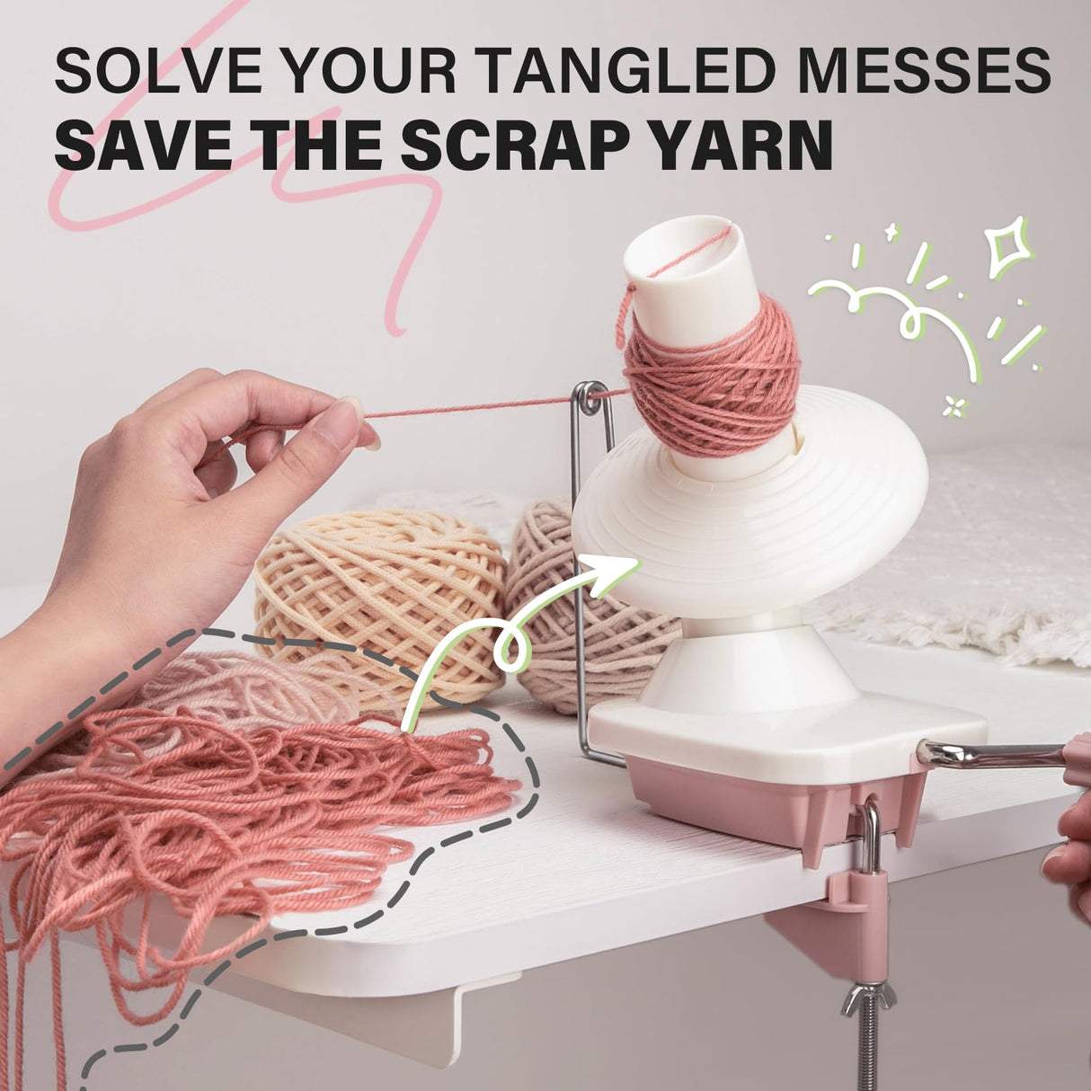 INMAKER Yarn Winder, Ball Winder for Crocheting & Knitting, Quick Install Portable Yarn Spinner, Essential Tool for Crafting Enthusiasts INMAKER