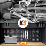 HPDMC Garage Storage Cabinet System 12-Pcs Workshop Set Cabinets and Storage System with Steel Cabinet Drawers, Rolling Chest, Workbench, Pegboard for Tool Organization, Black HPDMC