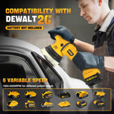 VERVEWAVE Cordless Buffer Polisher Kit for Dewalt 20V Battery (No Battery), 6-Inch Orbital Car Polisher Variable Speed 1800—5500 RPM, 17PCS Polishing Accessories, for Car Polishing/Waxing (Tool Only) VERVEWAVE