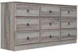 VVFLU 63”W Dresser for Bedroom Grey Dresser with 9 Wood Drawers, Dressers & Chests of Drawers with Smooth Metal Rail, Large Storage Dressers Organizer for Bedroom Living Room (Grey, 9 Drawer) VVFLU