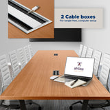 ahliss Sturdy Conference Table with Cable Management Grommets Modern Rectangle Office Meeting Table with Wood Tabletop and Metal Frame & Legs- Easy Assembly Boardroom Table (Natural, 10 Foot) ahliss