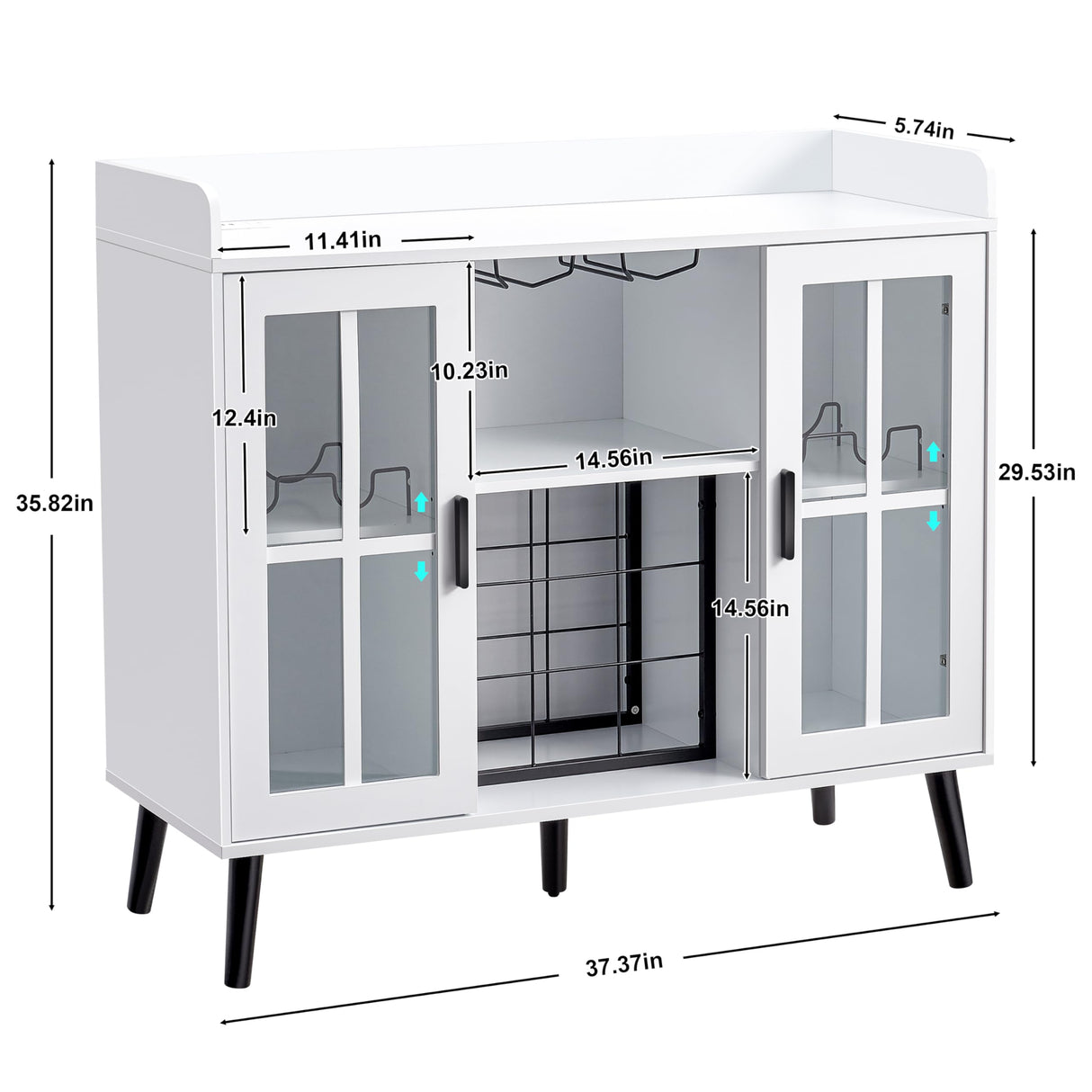 Alaxgumrol Wine Bar Cabinet with LED Lights - Coffee Bar Cabinet with Storage and Outlet, Kitchen Buffet Sideboard with Wine Rack and Glass Holder, Modern Liquor Cabinet for Home Dining Room Alaxgumrol