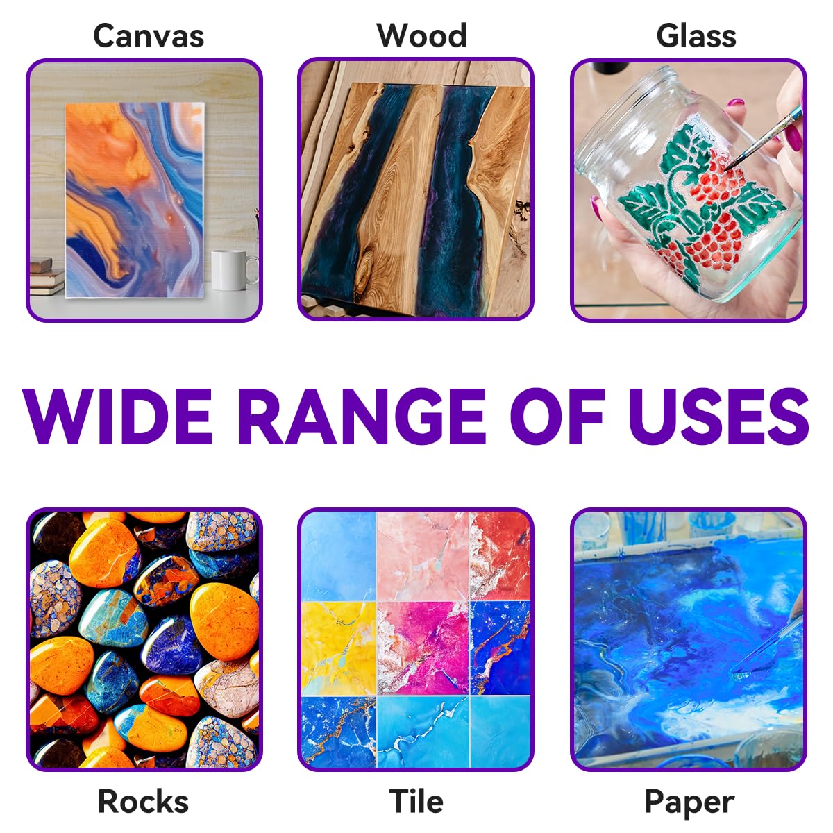 OPHIR Metallic Acrylic Pouring Paint Set,3.8OZ/Bottle,Premixed Metallic Pour Paint Gold,Silver,Copper,Bronze,High Flow Water-Based Acrylic Pour Paint Supplies for Pouring on Canvas,Wood,Rocks,6 Colors OPHIR