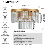 Faibra 17" Gold Crystal Ceiling Light - Modern 9-Light 2-Tier Luxury K9 Crystal Fixture for Dining Room, Kitchen, Island, Living Room, Bedroom Faibra