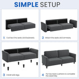 Yaheetech 67" W Loveseat Sofa Fabric Sofa Couch with 2 USB Charger Ports Mid-Century Modern 2 Seater Couch for Living Room, Bedroom, Apartment Dark Gray Yaheetech