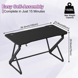 Grandder Gaming Desk Z Shaped 40 Inch Gamer Workstation, Home Computer Carbon Fiber Surface Gaming Desk PC Table with Headphone Hook, Carbon Fiber Black Grandder