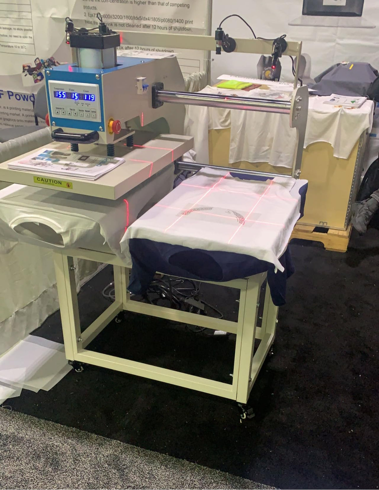 RENDGO 16x24 Large Format Pneumatic Sliding Dual-Platen Heat Press Machine with Infrared Positioning and Built-in Air Compressor,110V RENDGO