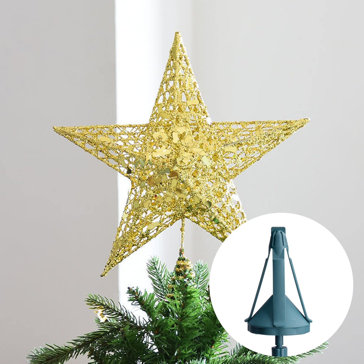 Christmas Tree Topper Holder,Universal Twist On Tree Topper Supporter,Christmas Tree Topper Stabilizer Fits All Base Tree Types (Green) Adnee