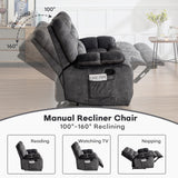 ANJ Manual Recliner Loveseat Sofa, Modern Reclining Sofa with Overstuffed Arms for Living Room, Bedroom,Grey ANJ