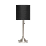 Simple Designs LT1076-BNB Tapered Fabric Drum Shade Table Lamp, Brushed Nickel and Black Simple Designs