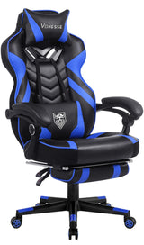 Vonesse Gaming Chair for Adults,Reclining Gamer Chair with High Back,Big and Tall Gaming Chairs with Footrest,Computer Chair with Massage(Black/Blue) Vonesse
