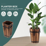 Tofficu Wooden Barrel, Wooden Bucket Barrel Planters, Rustic Retro Whiskey Barrels Bucket with Handle, Planter, Plant Pots, Whiskey Barrel Planter, Water Wishing Well Pail for L Pots Tofficu
