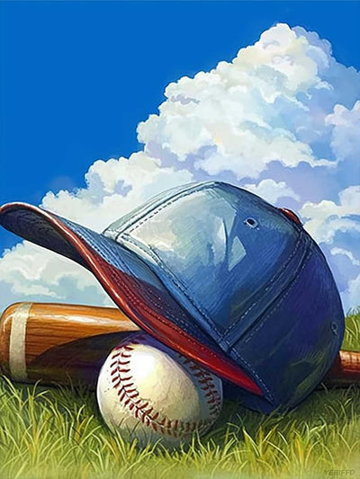 YEEIFFD Baseball Cap Diamond Art Painting Kits for Adult, Ball Sports 5D Diamond Art for Adults, Round Drill Painting by Diamonds Art and Crafts for Home Wall Decor Gift 12x16 Inch