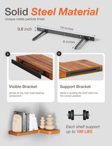 BATODA Acacia Wood Corner Floating Shelves 17" x 12"– Corner Shelf Wall Mounted - Floating Corner Shelves for Wall - Brackets and Shelving Hardware Included for Kitchen, Living Room, Bathroom (Set 2) BATODA