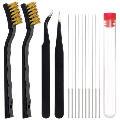 KITANIS 3D Printer Nozzle Cleaning Kit with Brush - 10 Pieces 0.4 mm Cleaning Needles, 2 Types Sophisticated Tweezers and 2 Pieces Cooper and Stainless Wire Cleaning Brushes - WoodArtSupply