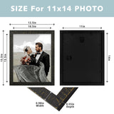 Golden State Art, 11x14 Picture Frame - Rustic Solid Wood with HD Plexiglass - 11 x 14 Picture Frame for Wall Mounting - Horizontal and Vertical Display - Distressed Black Golden State Art