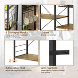 ZERDER Bakers Rack with Power Outlets and 2 USB Ports, Utility Microwave Stand, Kitchen Storage Rack with 6 S-Shaped Hooks, Kitchen Shelves, Rustic Brown ZERDER