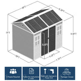 8x6 FT Resin Storage Sheds with Floor Windows, Waterproof Plastic Outdoor Shed Kit, Outside Tools Sheds for Backyard Garden Patio Lawn WELYAS