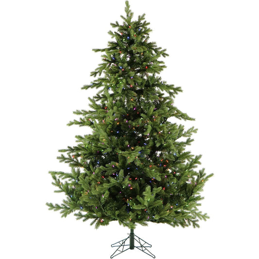 Fraser Hill Farm 10-Ft. Foxtail Pine Artificial Christmas Tree with Dual Multicolor & Warm White LED Lights and Stand, Prelit Foldable Fake Tree with Realistic Foliage for Home Decoration