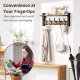 Optish Coat Rack Wall Mount with Shelf, 17.1 Inch Coat Hanger Walls Mounted, Hat Rack for Walls, Shelf with 5 Coat Hooks, Wall Hanger for Entryway (Brown) Optish