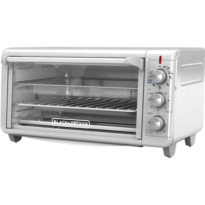 BLACK+DECKER Crisp 'N Bake Air Fry Toaster Oven, 8-Slice, 5 Cooking Functions, 60 Minute Timer, Stainless Steel