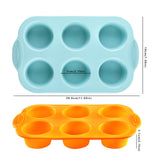 2PCS Silicone Muffin Cupcake Pan Molds, Ohola 6-Cavity Nonstick Silicone Muffin Pans for baking, Perfect for Cupcakes, Muffin, Brownies and More, BPA Free, 2 Pack (Orange and Peacock Blue) Ohola KITCHEN SUPPLIES