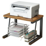 WRITECRY Desktop Printer Stand, 2-Tier Wood Rustic Printer Shelf for 3D & Laser Printer, Scanner, Copier, Durable Small Space Storage Organizer for Home Office Kitchen (2-Tier, Brown) WRITECRY