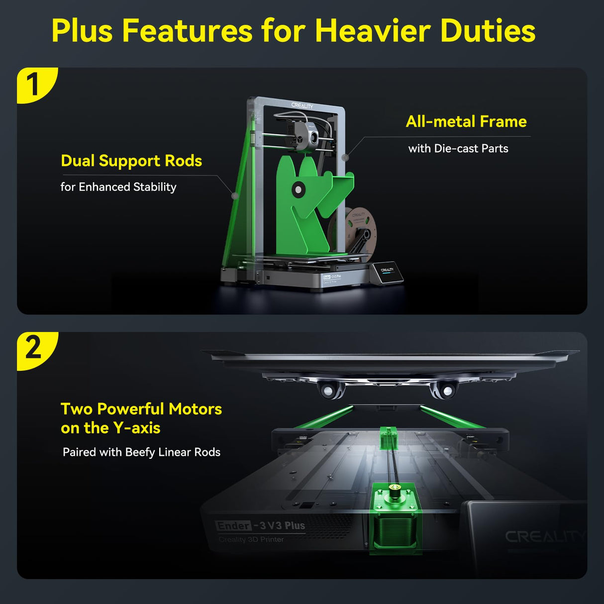 Creality Ender 3 V3 Plus 3D Printer, 600mm/s High Speed Printing with Core XZ, Y-axis Dual Motors & Support Rods,Auto Leveling Direct Extruder 60W 300℃ Hotend,Plus Print Size 300 * 300 * 330mm Creality