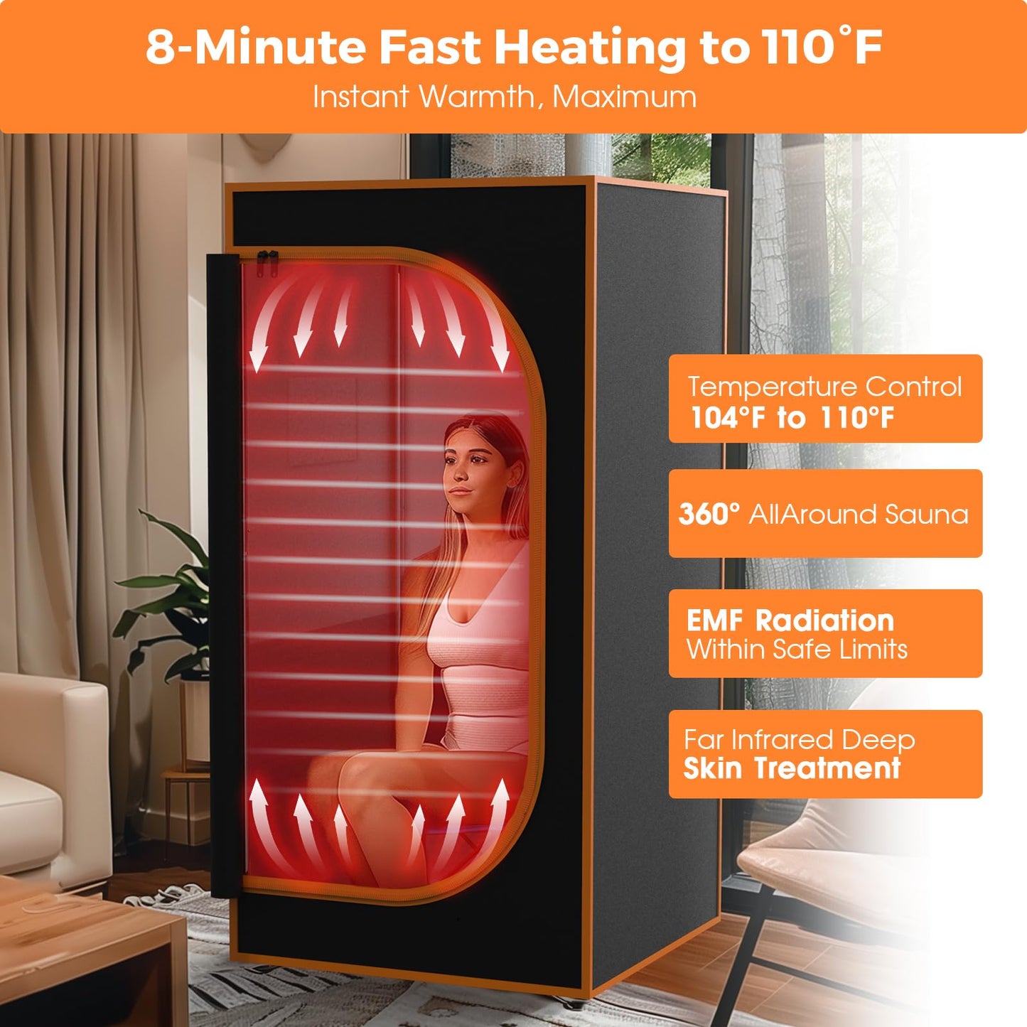 Winking Portable Infrared Sauna for Home with Infrared lamp, Sauna Tent, Foot Heating Pad, Dry Infrared Sauna Box for Full Body, Personal Home Spa