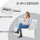 Outsunny 41 Gallon White Wooden Outdoor Storage Bench with Waterproof Lining and 2-Seat Capacity Outsunny