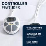 Serta Heated Mattress Pad King Size - Electric Mattress Pad, 10 Heat Setting Controller, Auto Shut Off Timer, Deep Elastic Pocket, Up to 17" Mattress, ETL Certified, Machine Wash, King, White Serta