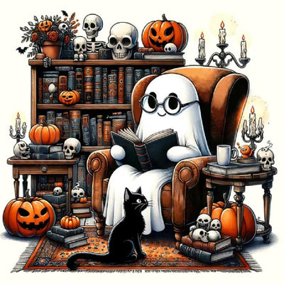 LWZAYS Diamond Painting Kit for Adults, Halloween Diamond Art Kits for Adults Beginners, Full Round Drill Ghost Art and Crafts Kits for Home Wall Decor Gifts (35x35cm)