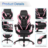 GYMAX Gaming Chair, Ergonomic Computer Chair with Footrest, Linkage Armrests & Lumbar Cushion, Big Wide High Back Video Gaming Chair, Reclining Office Rolling Chair for Adult/Teens (Pink) GYMAX