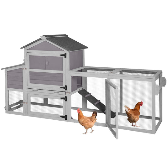 Aivituvin Chicken Coop Mobile Expandable Chicken House for Outdoor with Wheels, Nesting Box, Leakproof Pull-on Tray and UV-Resistant Roof Panel