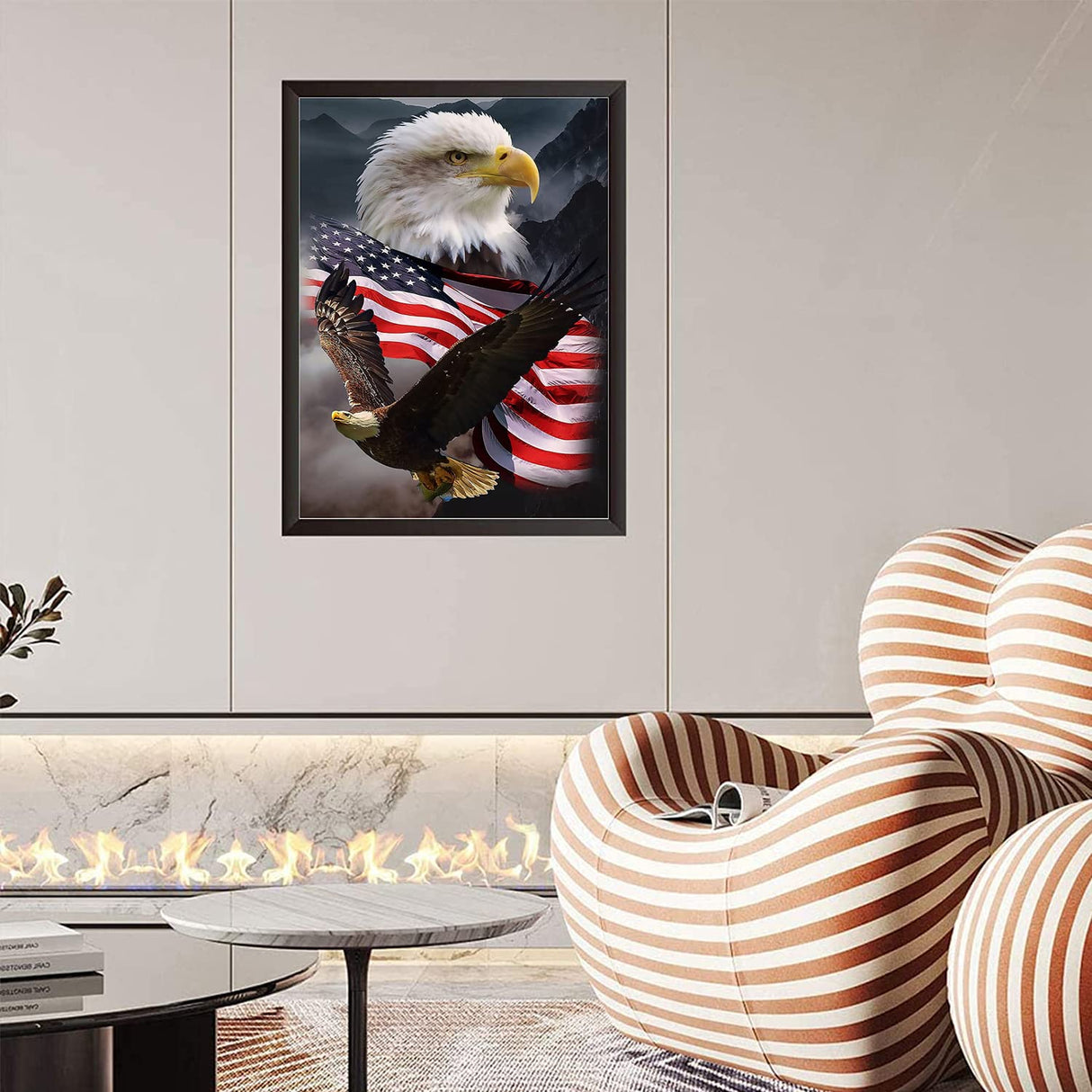 KTHOFCY 5D DIY Diamond Painting Kits for Adults Kids Eagle and Flag Full Drill Embroidery Cross Stitch Crystal Rhinestone Paintings Pictures Arts Wall Decor Painting Dots Kits 15.7X11.8 in KTHOFCY