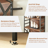 HOMBAZAAR 6 Tier Bookshelf, 65.8 Inch Tall Rustic Bookshelf with Metal Frame, Industrial Heavy Duty Bookshelves and Bookcases, Open Book Shelf for Office, Living Room and Library, Brown HOMBAZAAR