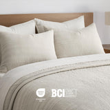 EVERGRACEHOME 100% Cotton Modern Lines Quilt Set King Size, Pre-Washed Soft Striped Coverlet Bedspread, 3 Piece Lightweight Bedding Set for All Season, with 2 Pillow Shams, Birch EVERGRACEHOME