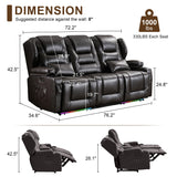 DRMBOOK RV Power Loveseat Recliner Sofa, Faux Leather 3-Seater Wall Hugger Reclining Sofa, Home Theater Seating Chair with Cup Holders, 3 Person Couch RV Furniture for Living Room, Brown DRMBOOK