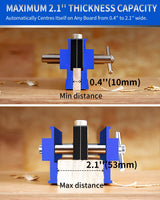 DAYDOOR Self Centering Doweling Jig, Adjustable Width Dowel Jig for Straight Holes, Biscuit Joiner Set with 6 Bushings and 3 Drill Bits(Blue) DAYDOOR