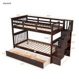 Harper & Bright Designs Twin Over Twin Bunk Bed with Stairs and Guard Rail, Wood Bunk Bed with Storage Drawers Twin Bunk Bed Frame for Bedroom, Dorm, Kids, Teens, Adults (Twin, Espresso) Harper & Bright Designs