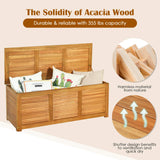 FANTASK 47 Gallon Acacia Wood Deck Box: Stylish Outdoor Storage & Seating Solution FANTASK