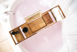 XcE Teak Bathtub Tray Expandable to 105cm with Solid Book Stand and Soap Tray, Teak XcE