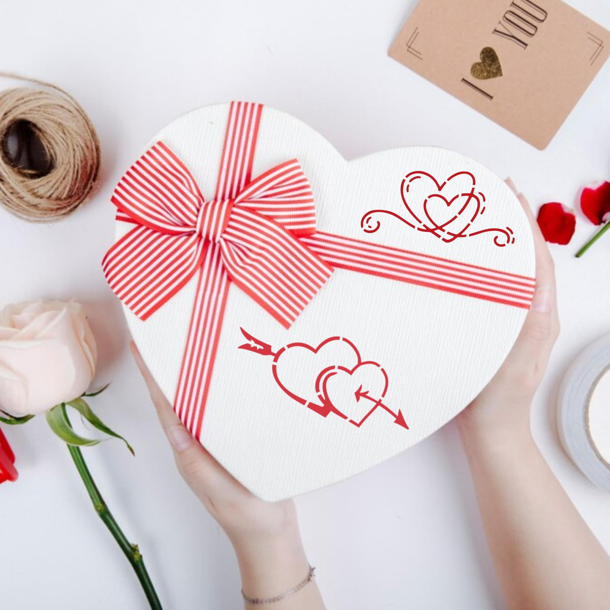 Small Heart Stencils for Painting on Wood Stone Reusable Love Stencils for Adults on Wood Fabric Rock Card Art Paint Wall Furniture Home Decor yhslmh