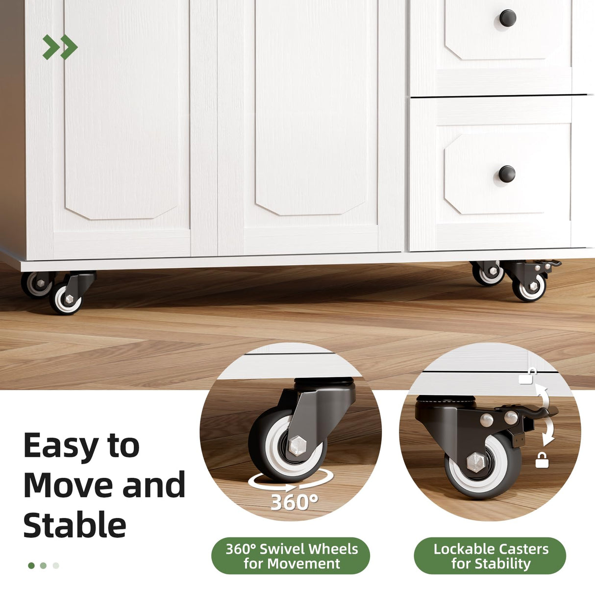 infurnic Kitchen Island with Storage, Rolling Kitchen Island Cart with Drop Leaf, Storage Drawers, Spice Rack, and Towel Rack for Kitchen and Dining Room, White infurnic