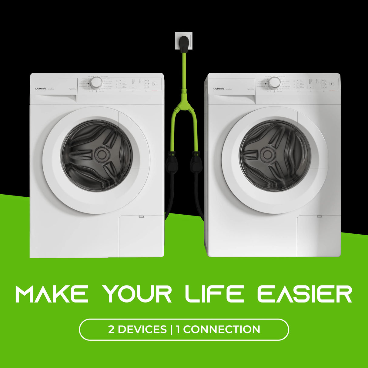 GEARit 3 Prong Dryer Y- Splitter 30 Amp NEMA 10-30P to (2) NEMA 10-30R Receptacle - STW 10AWG 3C Power Cord Adapter for Multiple Outlet Dryer Outlet and EV Charger - 2.2 Feet GearIT