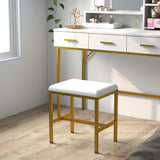 Vanity Table with Lighted Mirror, 3 Drawers Makeup Desk Dressing Table with Lots Storage Vanity Set with Wider Cushioned Stool for Bedroom (White) Panana