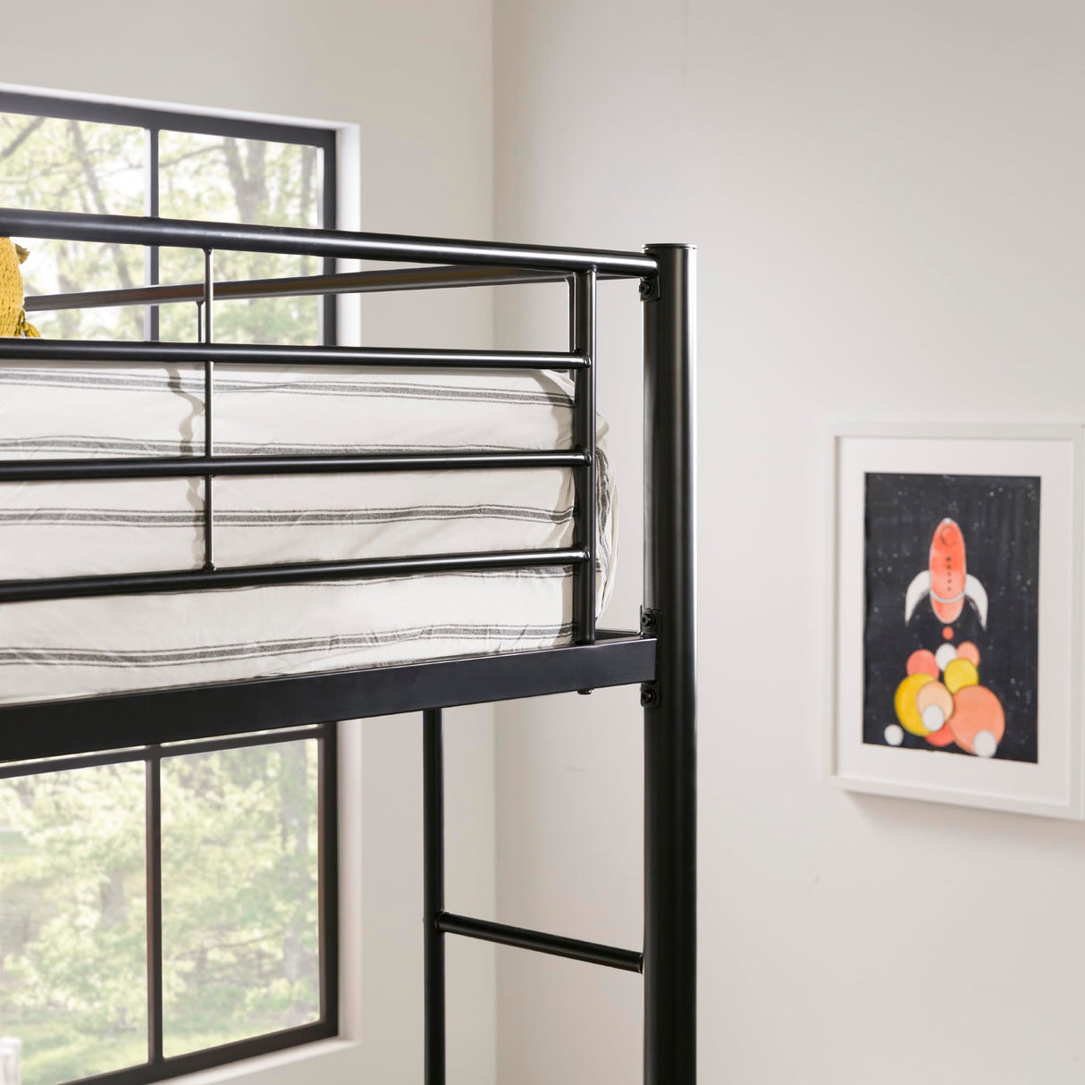 Walker Edison Timothee Urban Industrial Metal Double over Loft Bunk Bed, Full Loft, Black Walker Edison