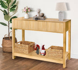 Long Console Table with Storage, Fluted Entryway Table, Slim Sofa Table Behind Couch Entry Table, Narrow Wood Hallway Table, Modern Living Room Couch Table, Black Foyer Entrance Table ZYBT